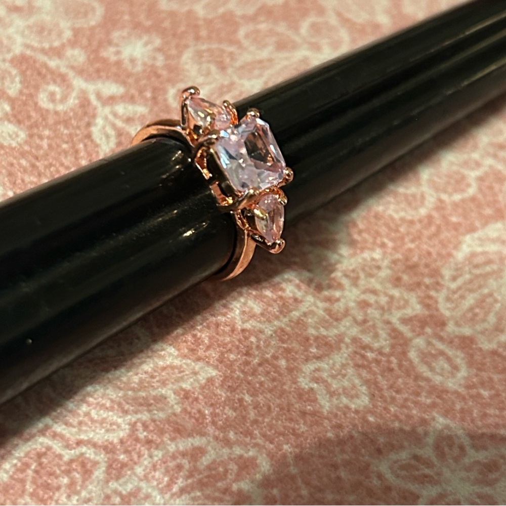 Rose Gold Plate Rhinestone Ring - Picture 12 of 12